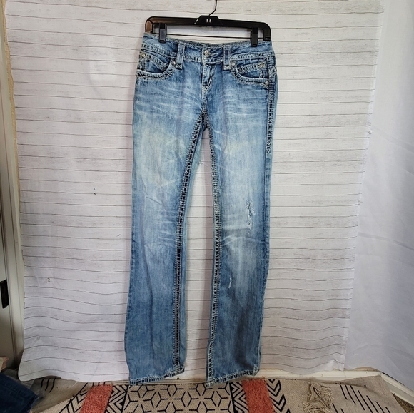 ROCK REVIVAL BECKY BOOTCUT LIGHT WASH JEANS, SZ 27 - Picture 1 of 16